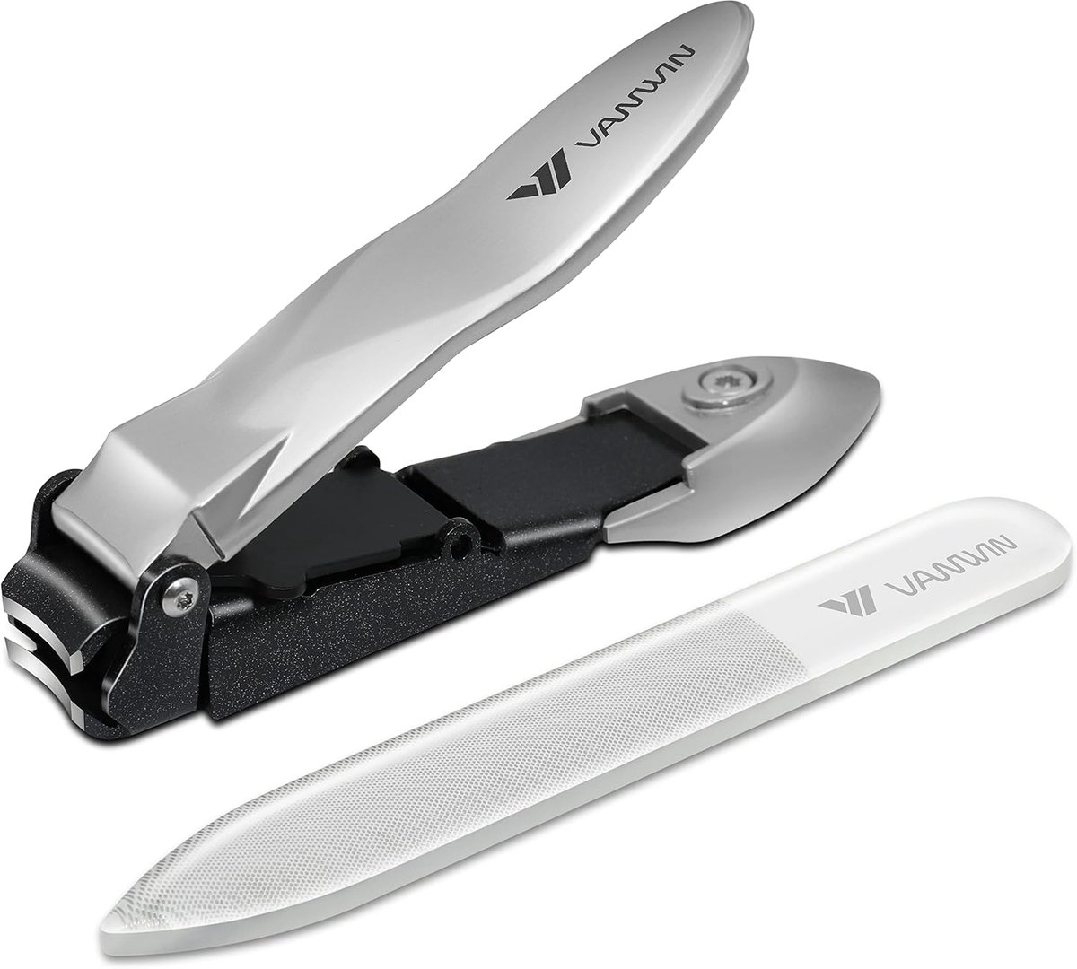 SnelShoppen - Nagelknipper met Vangbak, Scheerblad en Glasvijl, Brede Kaakopening, Roestvrij Staal Trimmer voor Senioren en Volwassen Mannen