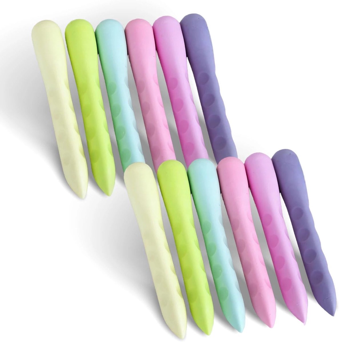 SnelShoppen - Set van 12 kleurrijke gummetjes voor kinderen, zachte 2B gummen voor school, schoolbenodigdheden, tekenen, creatief leren, parfumgummen