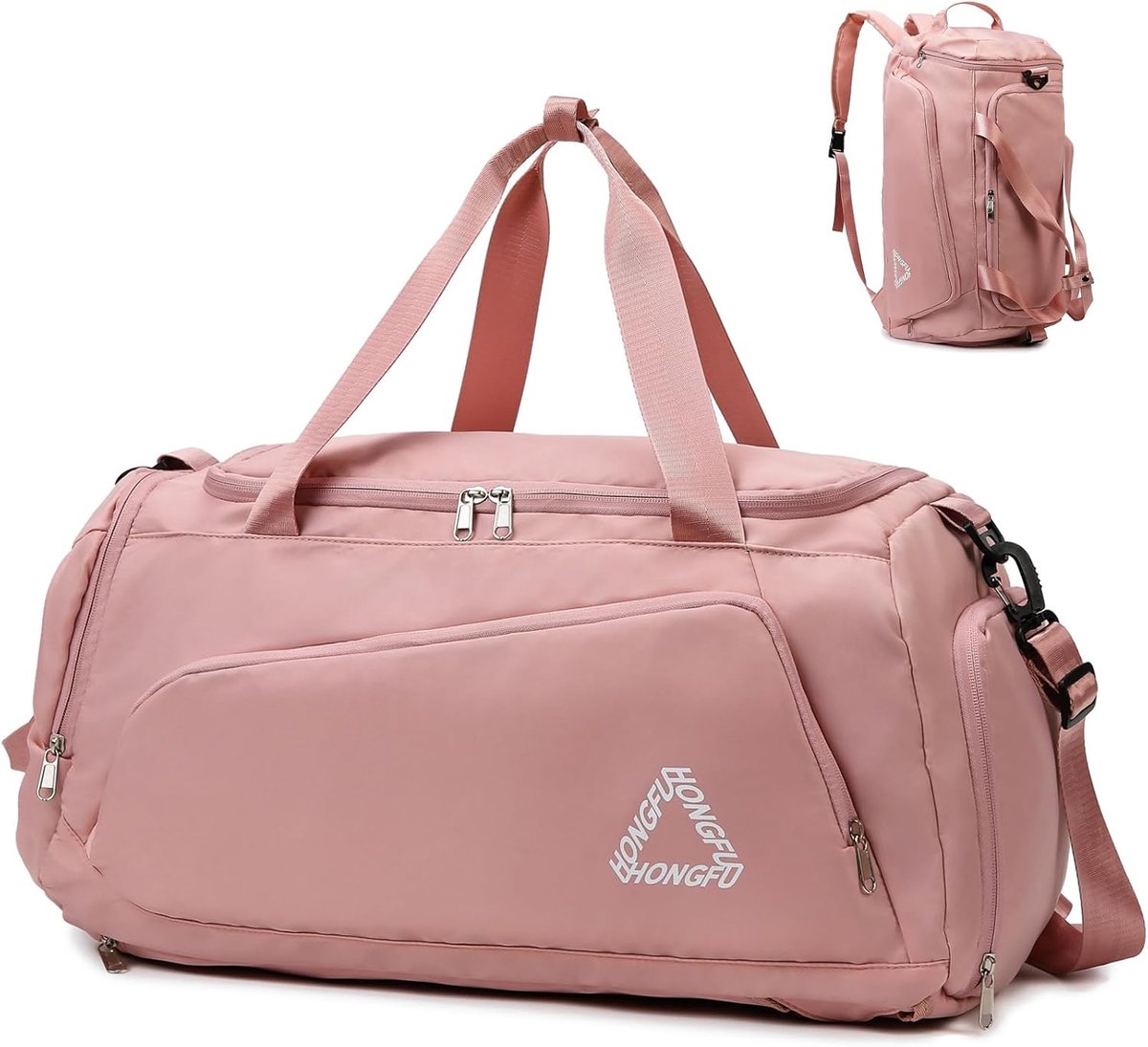 SnelShoppen - Vrouwelijke Sporttas 45 Liter - Waterproof Duffle Bag met Schoencompartiment, Nat Compartment, Verstelbare Rugzakriem, Weekender, Gym, S