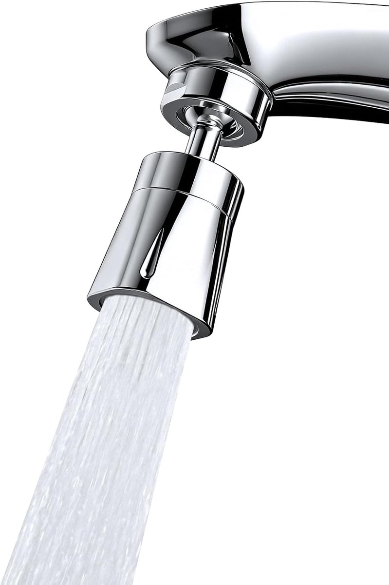 SnelShoppen - Kraanopzetstuk met 4 Straalsoorten, 360° Draaibaar en 70° Kantelbaar, Messing Draaibal, ABS-behuizing, 24 mm Buiten- en 22 mm Binnendraa