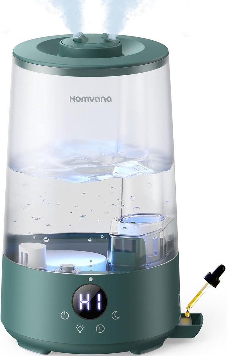 SnelShoppen - Top Filling 3.6L Vernevelaar voor Slaapkamer - 360° Aromatherapie en Nachtlamp - Stil 16 dB - Geschikt voor Kinderen en Baby's - BPA Vri