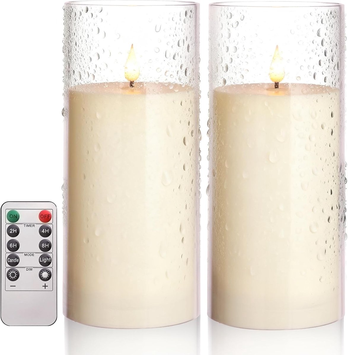 SnelShoppen - 22.5 cm Waterdichte LED Kaarsen, 2-Pack Flameless Kaarsen met Afstandsbediening en Timer, Batterij Aangedreven Buiten Kaarsen voor Tuin,