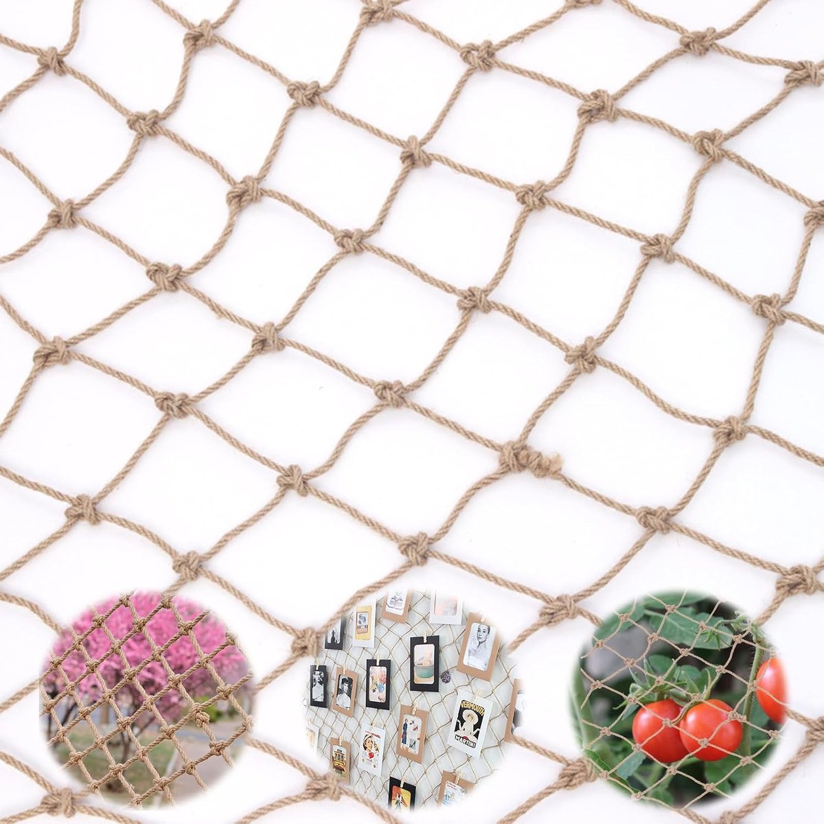 SnelShoppen - Jute Klimnet 1m x 5m voor Groenten, Ideaal voor Komkommers en Klimplanten, Duurzaam Natuurlijke Vezels, Tuinaccessoires