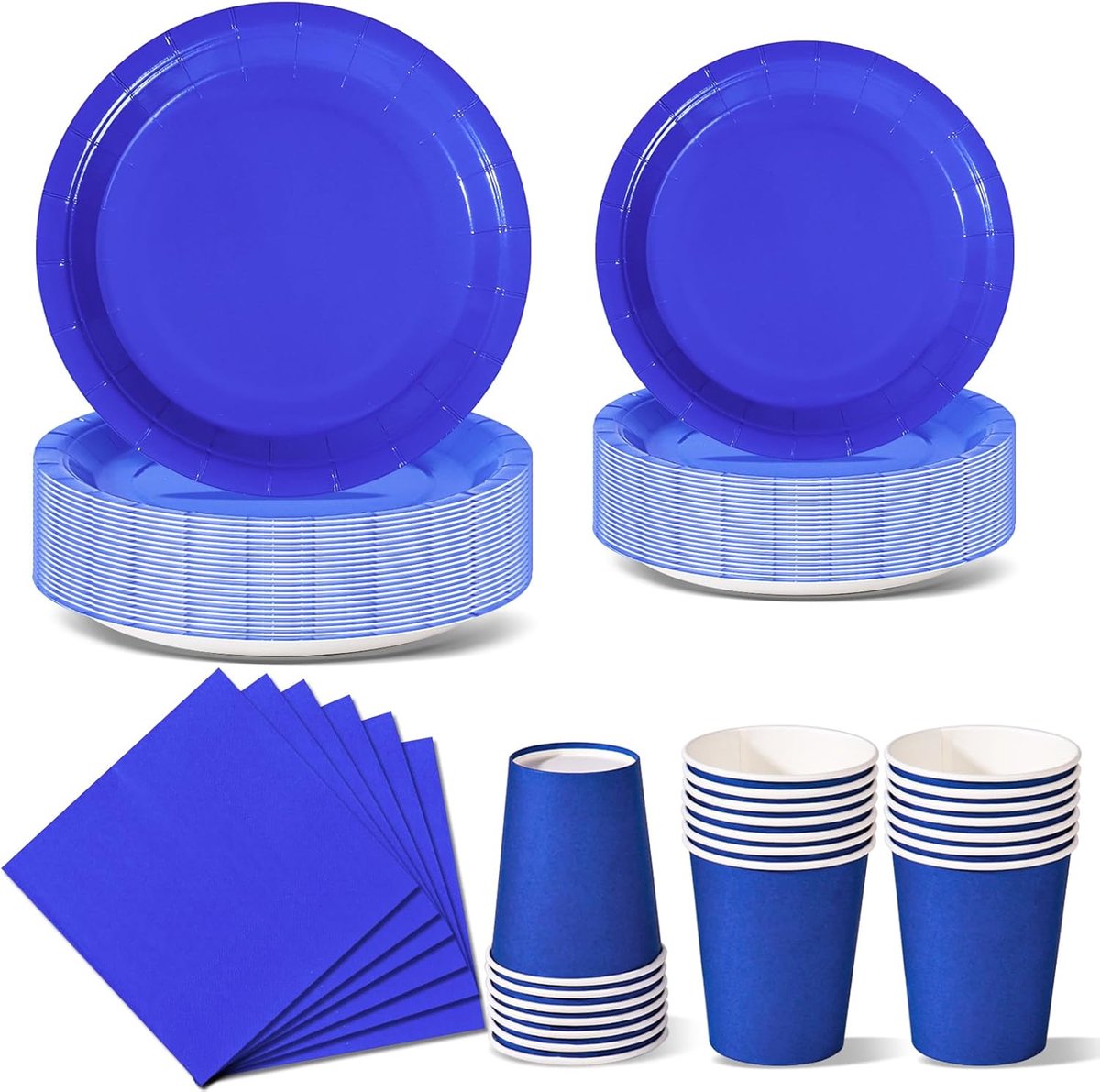 SnelShoppen - 96-delige Blauwe Juweel Verjaardag Tafelset - Wegwerp Borden, Bekers en Servetten voor 24 Gasten - Ideaal voor Feesten, Barbecues en Pic