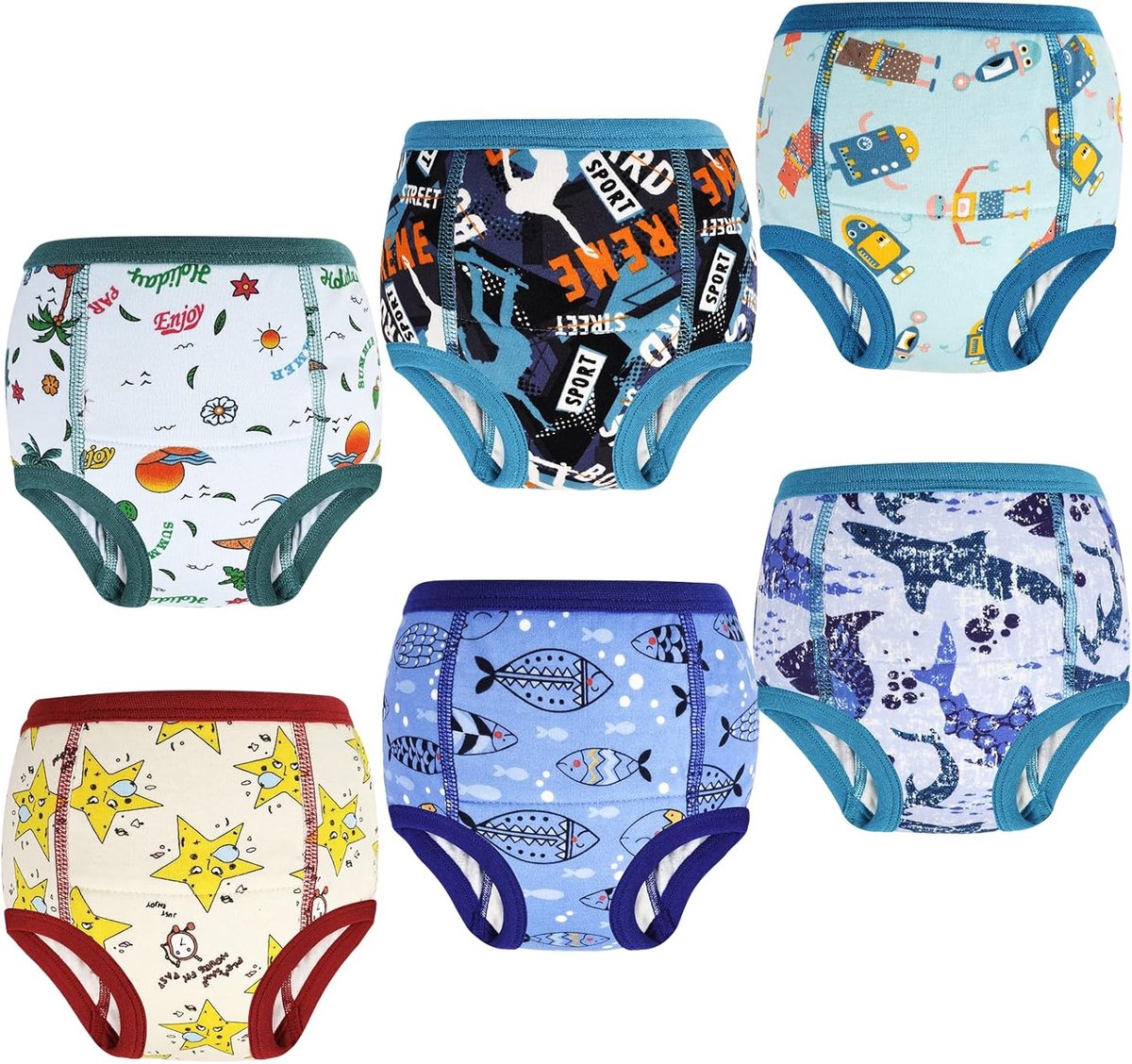 SnelShoppen - Training Broekjes voor Baby's - 6 Stuks Potty Training Pants - Ondergoed voor Kinderen - Comfortabele Oefenbroekjes - Geschikt voor Jong