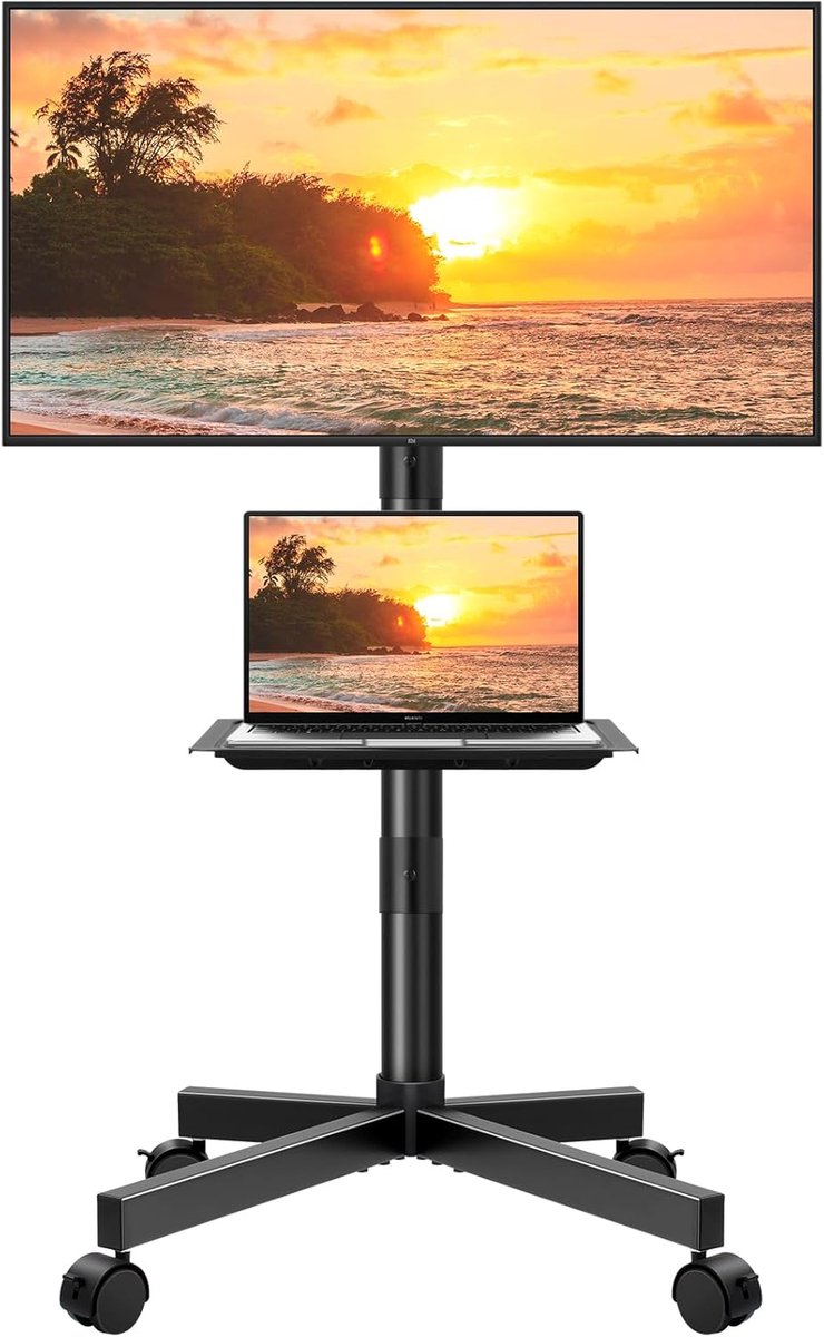 SnelShoppen - Mobiele TV Stand voor 58-152cm LCD LED TV's met Hoogte Verstelbaar Rek op Wielen - Max VESA 400x400mm - Tot 40kg - Ideaal voor Thuis en