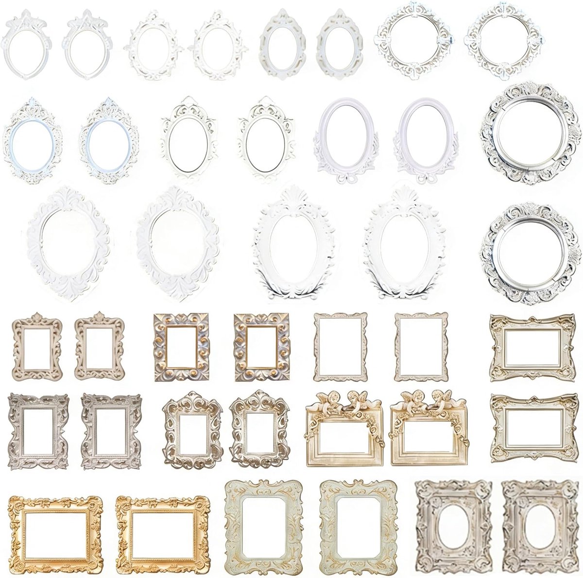 SnelShoppen - 40 Stuks Vintage Lace Frame Scrapbook Mini Foto Frames - Hollow Embossed Scrapbook Material - Perfect voor DIY Vintage Paper Diary en Cr