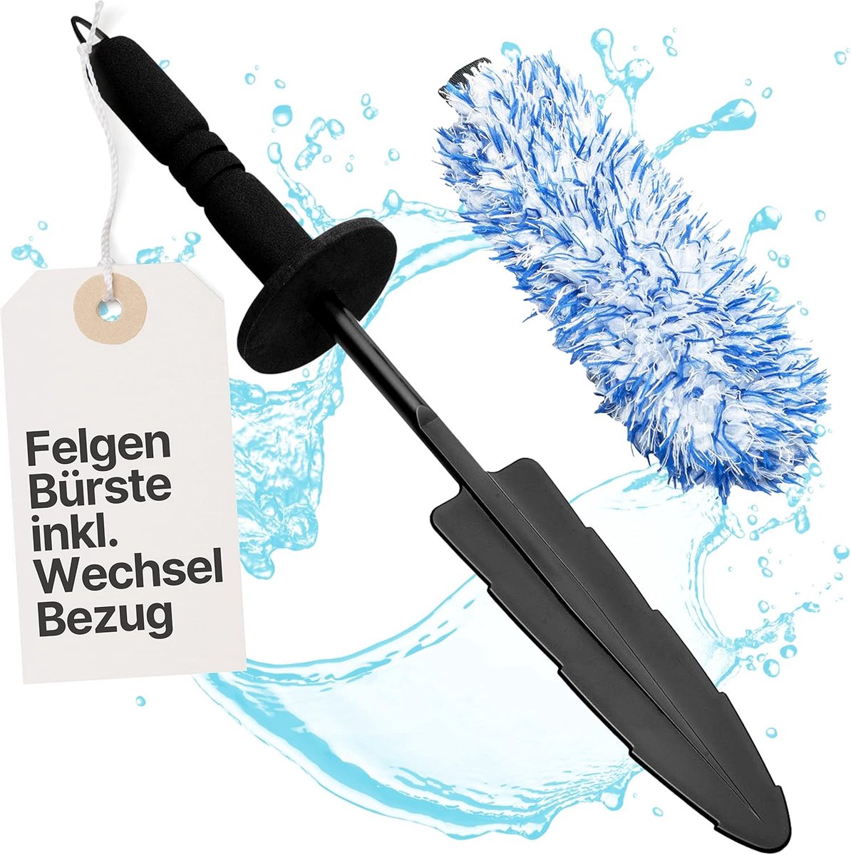 SnelShoppen - Rim Brush Microfibre, Wasbare Velgenborstel voor Diepe Bedden en Smalle Gaten, Auto Schoonmaak, Ideaal voor Velgenonderhoud en Bandenver