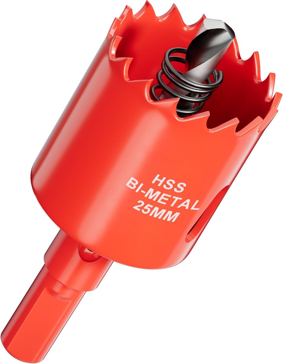 SnelShoppen - Hole Saw Boor Bit 25 mm HSS Bimetallisch - Hoogwaardige Holesaw en Cirkelzaag met Driehoek Grip Adapter en Centering Boor voor Hout, Kun