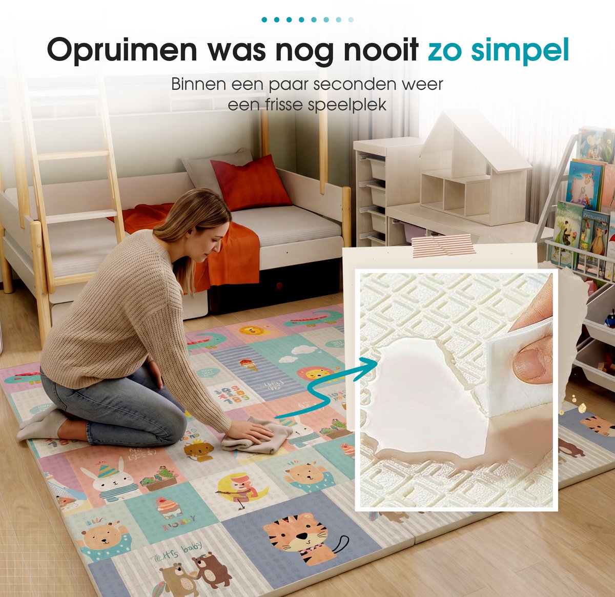 Sweet Sprout Speelmat – Speelkleed - Kinderen – Boxkleed - Babygym - Zachte Kruipmat met dieren – Speelmat foam - Baby - Opvouwbaar - Babyshower - 150x200cm - Inclusief opbergtas — afbeelding 2