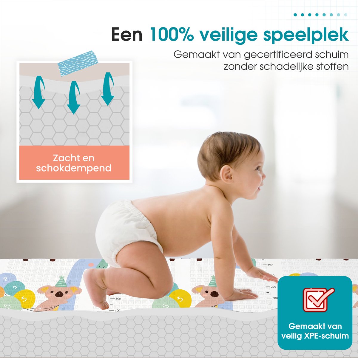 Sweet Sprout Speelmat – Speelkleed - Kinderen – Boxkleed - Babygym - Zachte Kruipmat met dieren – Speelmat foam - Baby - Opvouwbaar - Babyshower - 150x200cm - Inclusief opbergtas — afbeelding 4