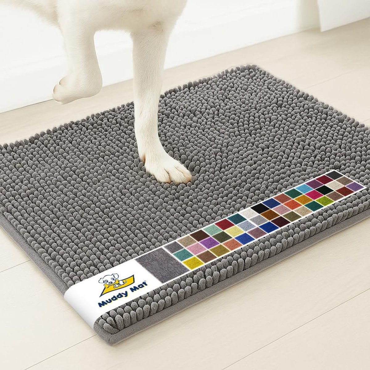 SnelShoppen - Hoogabsorberende Microvezel Deurmat - Antislip, Wasbare Badmat - Zacht Chenille voor Keuken, Badkamer, Slaapkamer, Binnen & Buiten - Gri