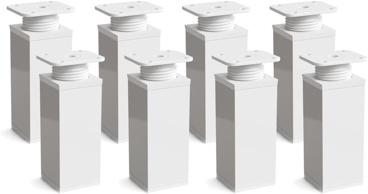 SnelShoppen - Verstelbare Meubelpoten Set van 8 H 120 mm Wit Elegante Vierkante Profiel voor Kasten en Dressoirs