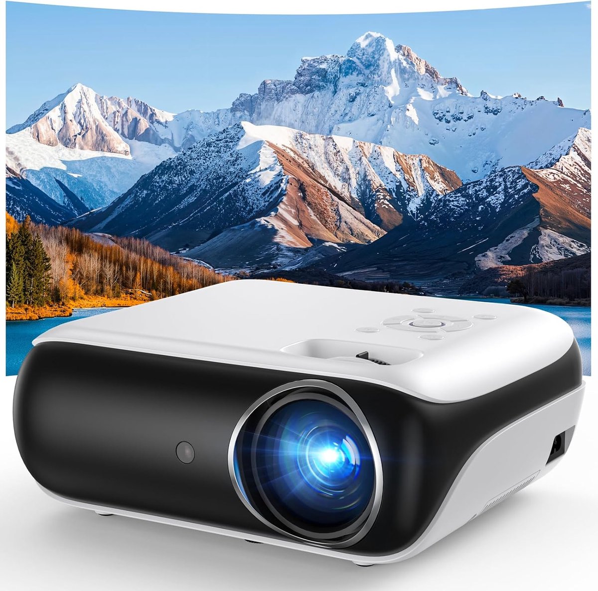 SnelShoppen - 4K Mini Projector, 1000 ANSI 1080P Full HD Smart Beamer met Dolby Audio, WiFi6, Bluetooth 5.2, Voice Control, Home Cinema met Netflix, P