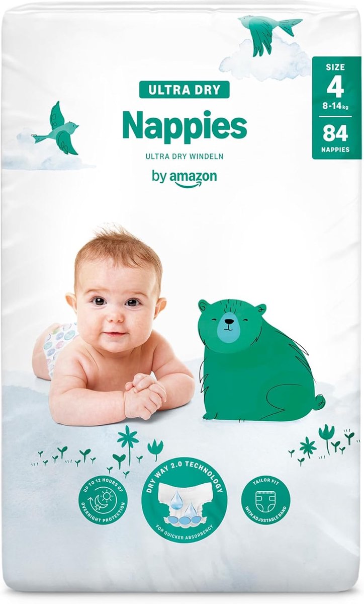 SnelShoppen - Ultra Dry Luiers Maat 4 (8-14 kg) - 84 Stuks - Lekvrije, Comfortabele Luiers voor Baby's - Ideaal voor Dag en Nacht - Wit