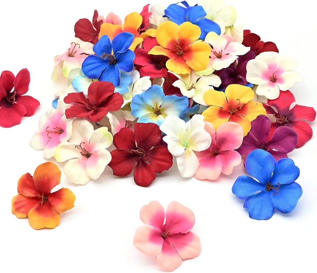 SnelShoppen - Pack van 50 Kunstbloemen 6 cm Kleurige Zijde Bloemkoppen voor Decoratie, Bruiloft, Feest, Tuin, DIY Crafts, Scrapbooking