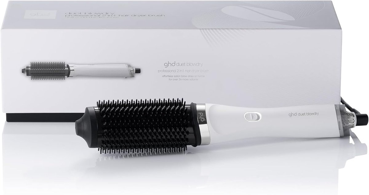 SnelShoppen - 2-in-1 Haar Föhn Borstel Duet Haardroger (Wit) met 3x Meer Volume, 50% Meer Glans, Geschikt voor Alle Haartypes, Perfect voor Styling en