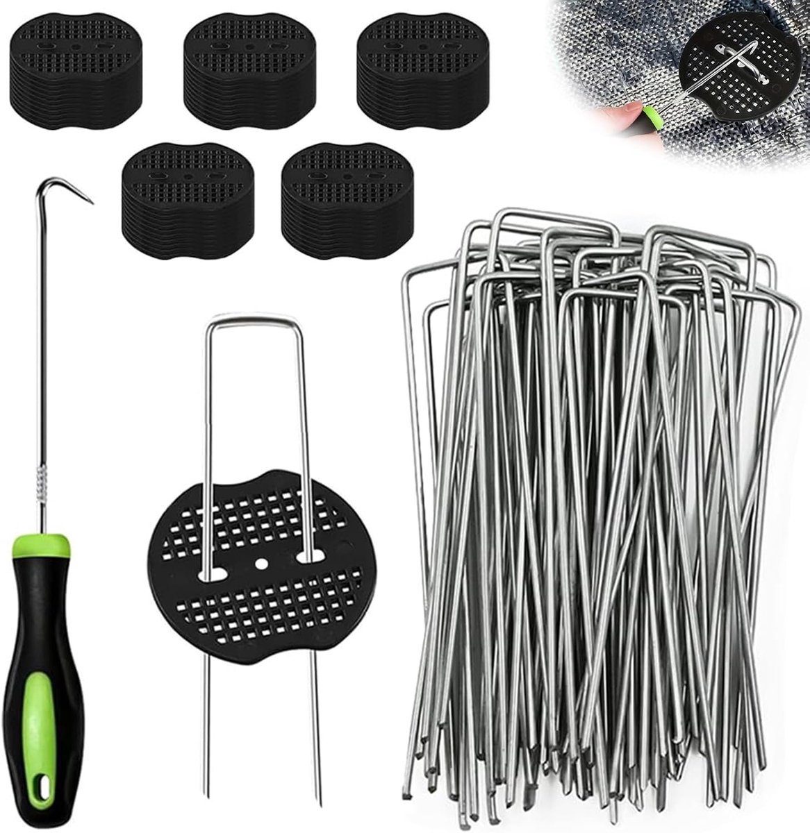 SnelShoppen - 50x Weed Cloth Hooks, Tuinankers, Anti-Roest Gegalvaniseerde Grondpennen, U-vormige Tentpennen voor Tuin, Camping, Groentetuin, 150x40mm