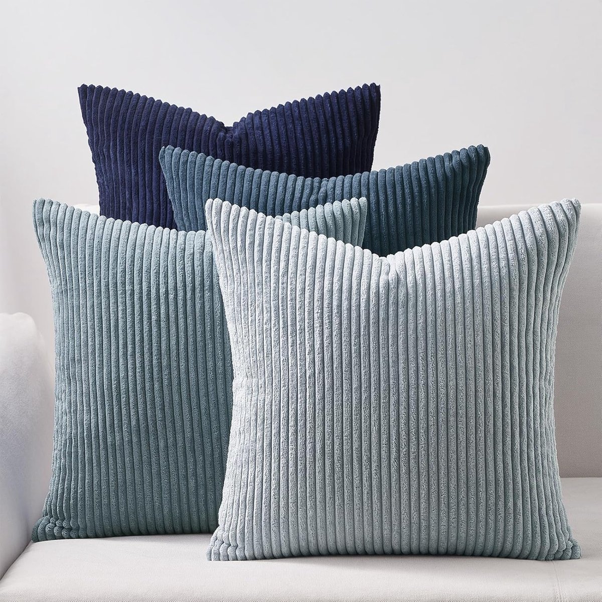 SnelShoppen - 4 Stuks 45x45 cm Kussenhoezen voor Bank - Blauwe Gradient Velvet - Super Zacht en Duurzaam - Geschikt voor Binnen en Buiten - Perfect vo