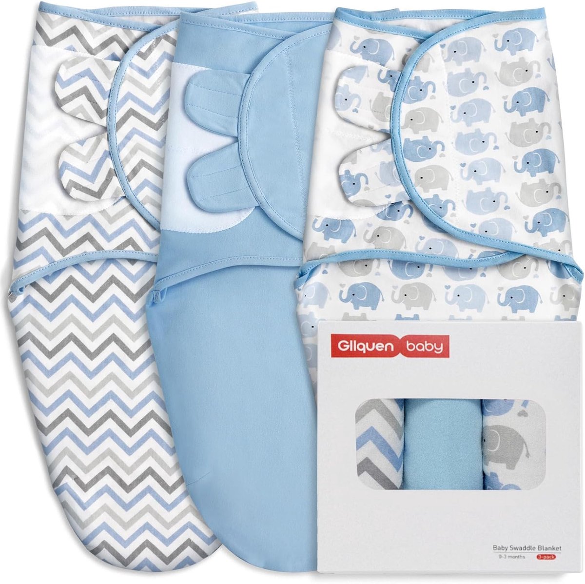 SnelShoppen - Babyspuik, Inbakdoek, Slaapzak Set van 3 Luiers, Uniseks, 100% Biologisch Katoen, Hemelsblauw, Ideaal voor Baby's, Kraamcadeau, Comforta