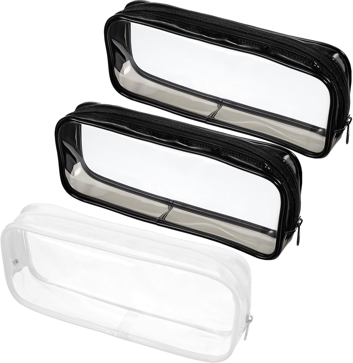 Thijox - 3 stuks Doorzichtige Etui - Transparante Reis-Toilettas met Ritssluiting - Waterdichte Cosmeticatas voor Reisartikelen, Cosmetica en Kantoora