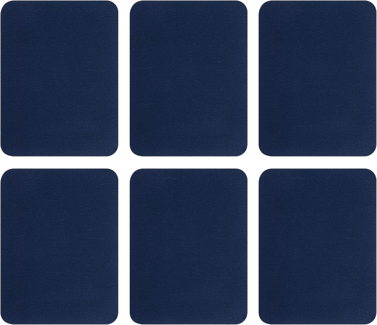 SnelShoppen - 6 Stuks Strijkpatches voor Elleboog en Knie, Katoenen Rechthoekige Patches, 125 x 95 mm, Marineblauw, Duurzaam en Wasbaar voor Kledingre