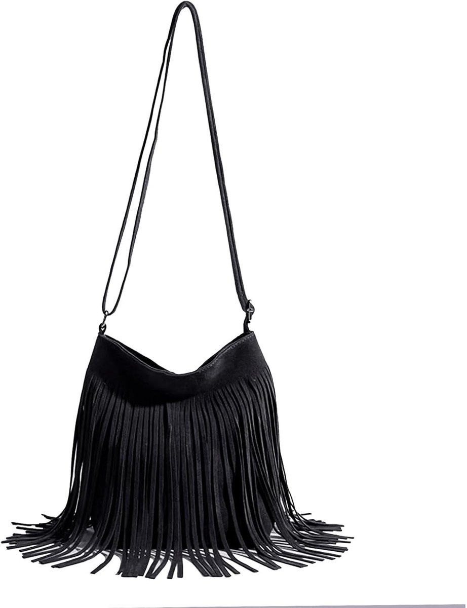 SnelShoppen - Schoudertas met Franjes in Westernstijl voor Dames, Boho Tote Bag met Kwasten, Hobo Schoudertas, Ideaal voor Feest, Casual, Shopping, Kl
