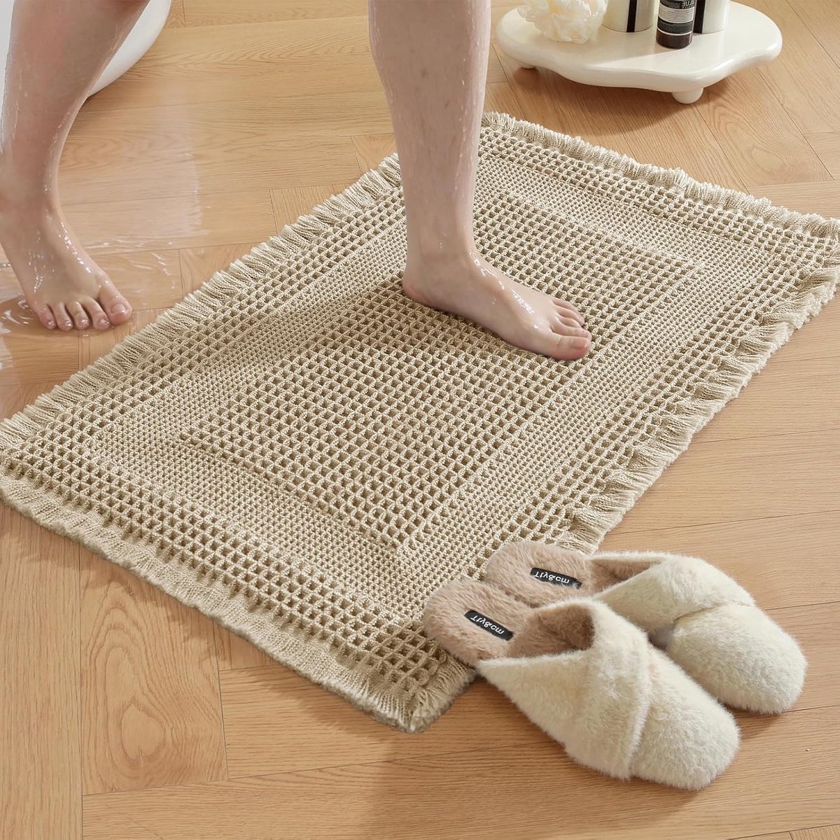 SnelShoppen - Antislip Badkamertapijt 50x80cm - Zacht Waterabsorberende Badmat - Bruin Badloper voor Douche, Bad en Toilet - Gemakkelijk Te Reinigen