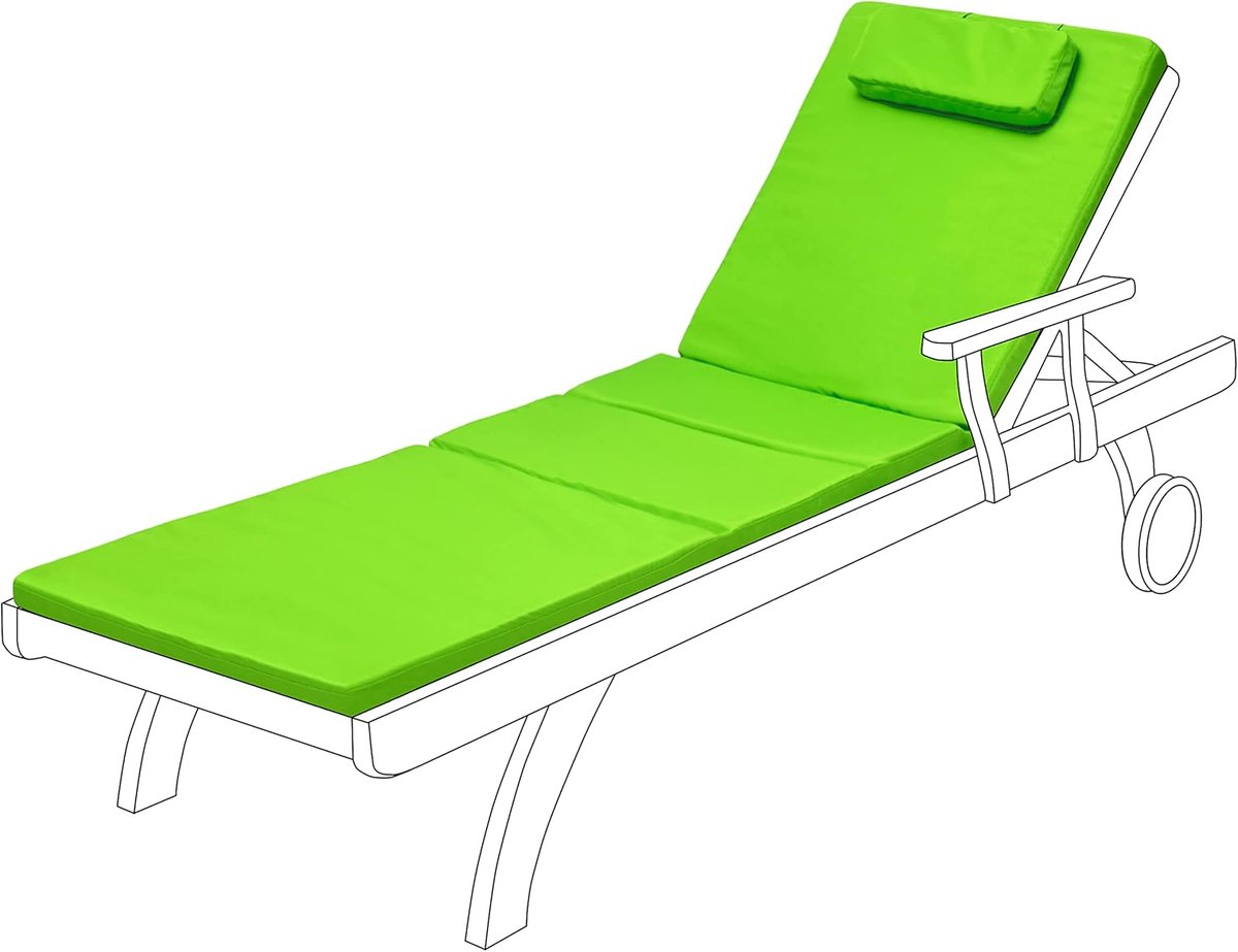 SnelShoppen - Vervangende Pad voor Tuinligstoelen - Hypoallergeen Kussen - Waterbestendig, Vezelgevuld, Duurzaam en Comfortabel - Limoenkleurig Tuinme