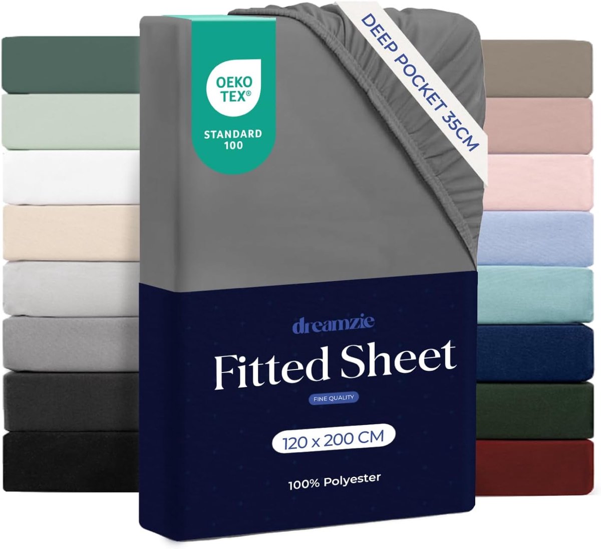 SnelShoppen - Hoeslaken 120 x 200 cm Antraciet Zachte Microvezel - Hoekhoogte 35 cm voor Dikke Matrassen - Oeko-Tex Gecertificeerd - Ideaal voor Dagel