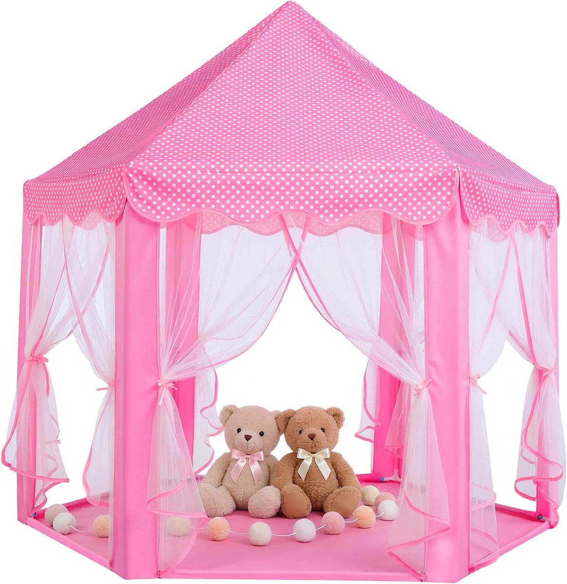 Kasteel Tent - Speeltent Buiten - Tent - met Verlichting - 135x140 cm - Roze