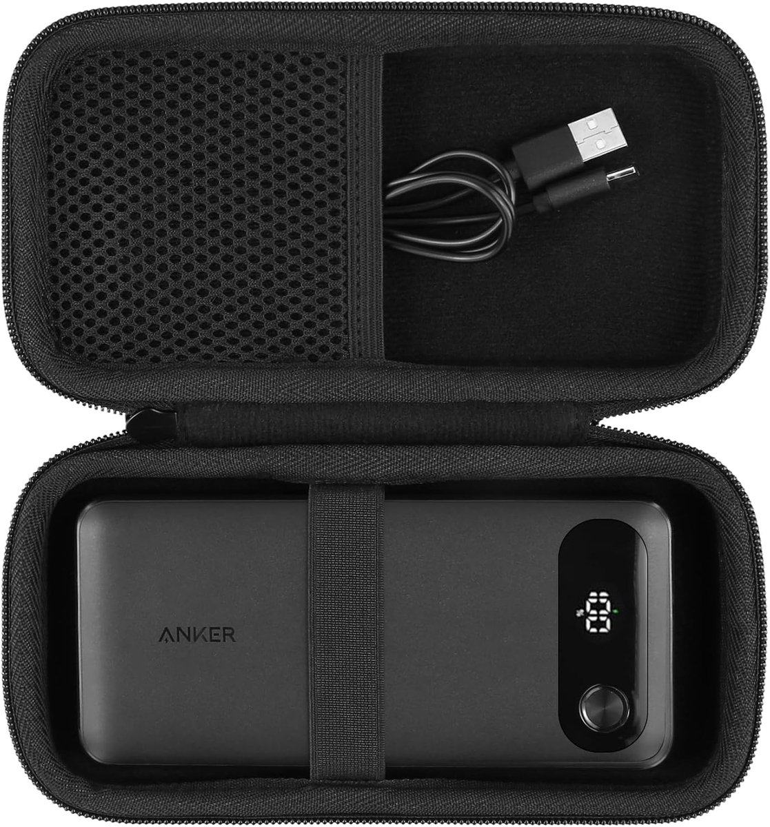 SnelShoppen - Harde Draagtas voor Power Bank 20.000mAh met Ingebouwde USB-C Kabel, Reisopbergtas voor Snel Opladen Batterij 87W Max, Ideaal voor Reize