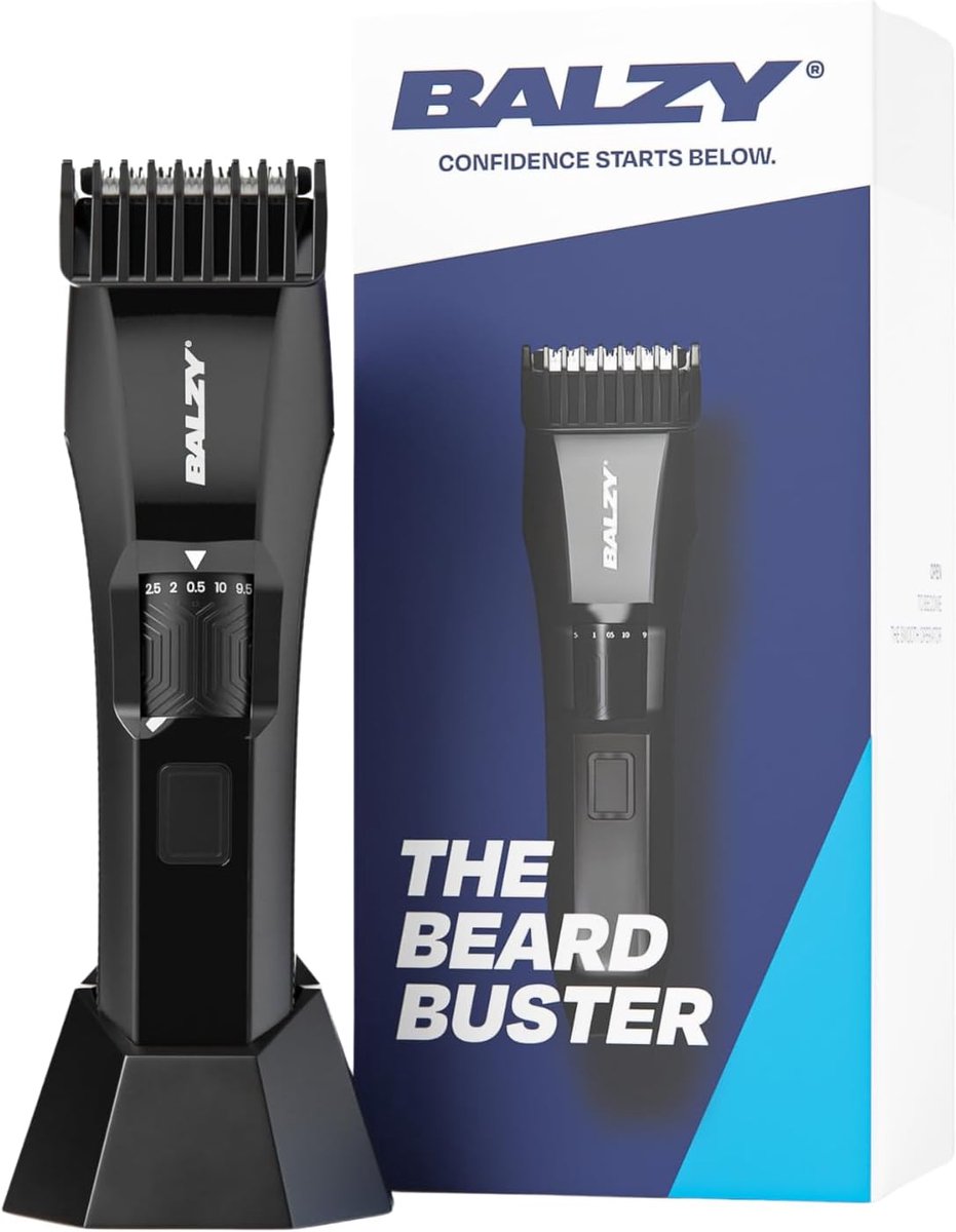 SnelShoppen - Baardtrimmer Mannen - Precisie Baard Trimmer 0,5–10mm - 20 Lengtes - Titanium T-Blade - IPX7 Waterdicht - 90 Min Batterij - Incl. Dockin