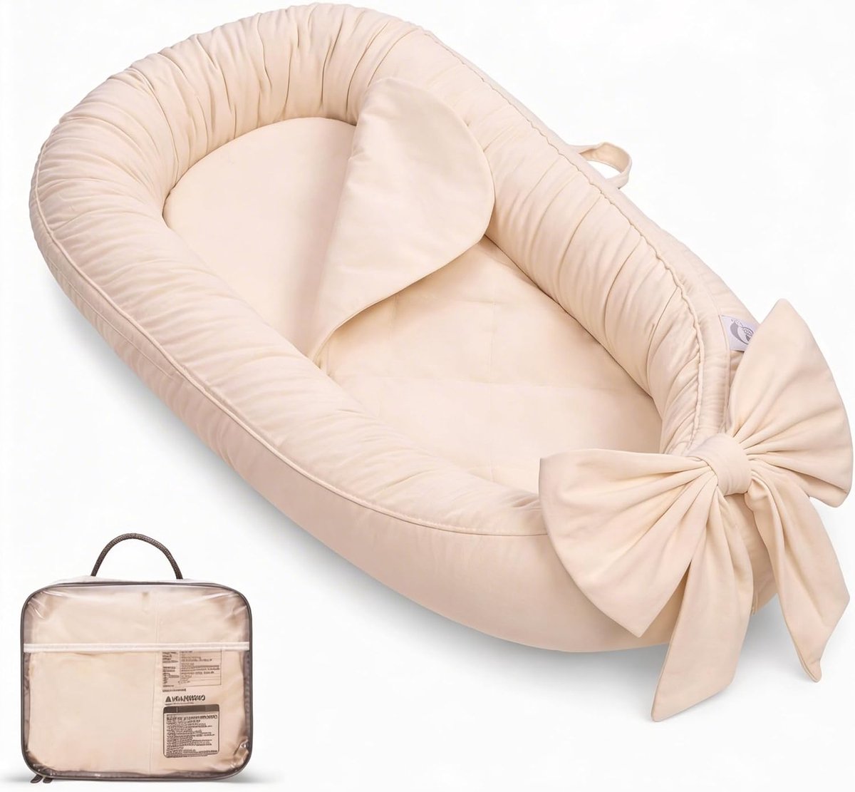 SnelShoppen - EAQ Baby Nest Cot Bumper - Zacht Ademend Babynestje voor Pasgeboren - 100% Katoen - Comfortabel en Veilig voor Baby's - Perfect Babybed