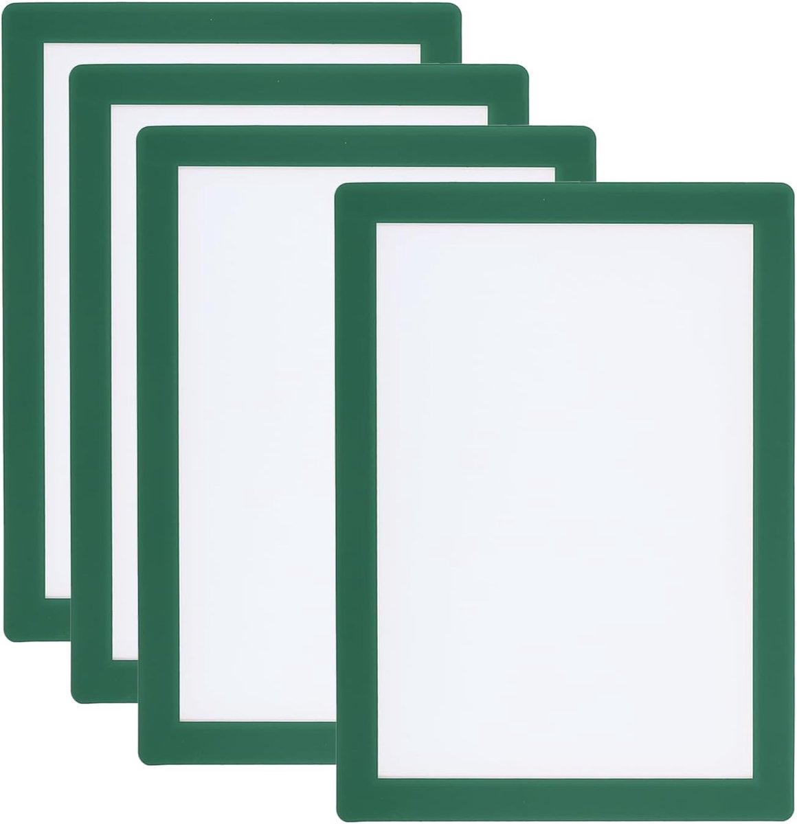 SnelShoppen - 4x A5 Magnetische Fotolijst - 6x8 Zelfklevend - Herbruikbare PVC Lijst voor Koelkast, Muur, Raam - Groen - Perfect voor Foto's, Document