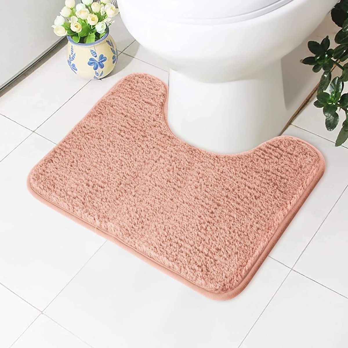 SnelShoppen - Absorberende Antislip Toiletmat Microvezel Pluizig Ruig Badkamermat 50x40 cm Zwart/Grijs - Sneldrogend Dikke Toilettapijt voor Badkamer,