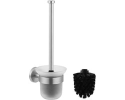 SnelShoppen - Dailyart Toiletborstelset met Houder - WC-borstel zonder Boren - Wandmontage Inclusief Reserveborstel - Roestvrij Staal en Glas - Modern