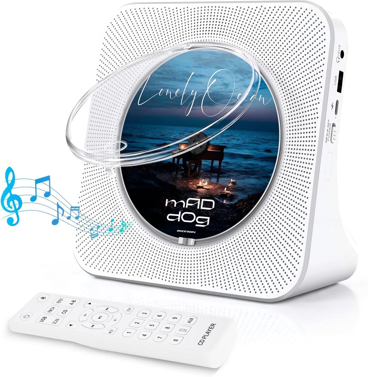 SnelShoppen - Draagbare CD-speler met Bluetooth, USB-lezer, FM-radio, LCD-display, hoofdtelefoonaansluiting, kleine luidspreker en timer - Kindvriende