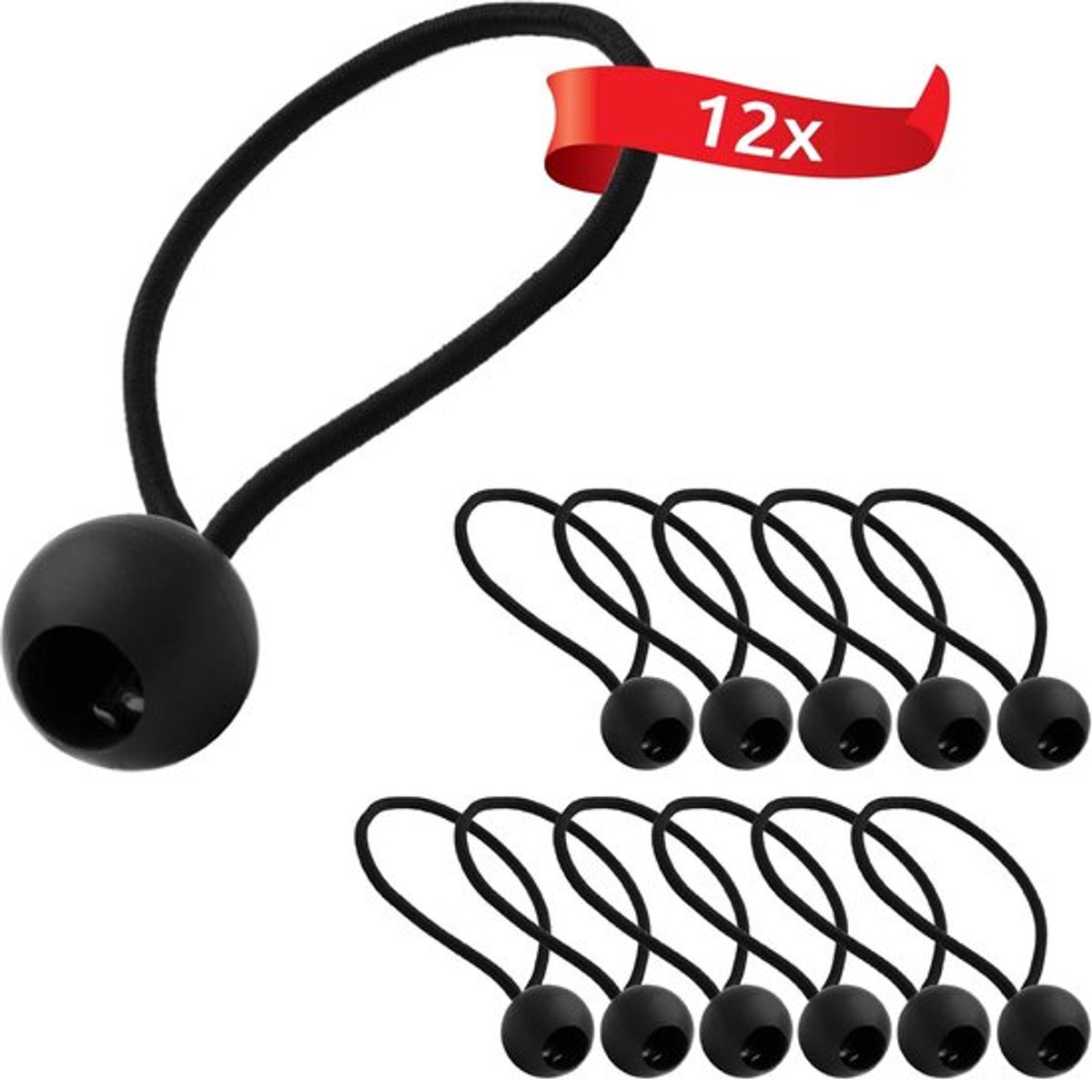 Tent elastieken - spanrubbers voor dekzeilen en paviljoenen - 12 stuks