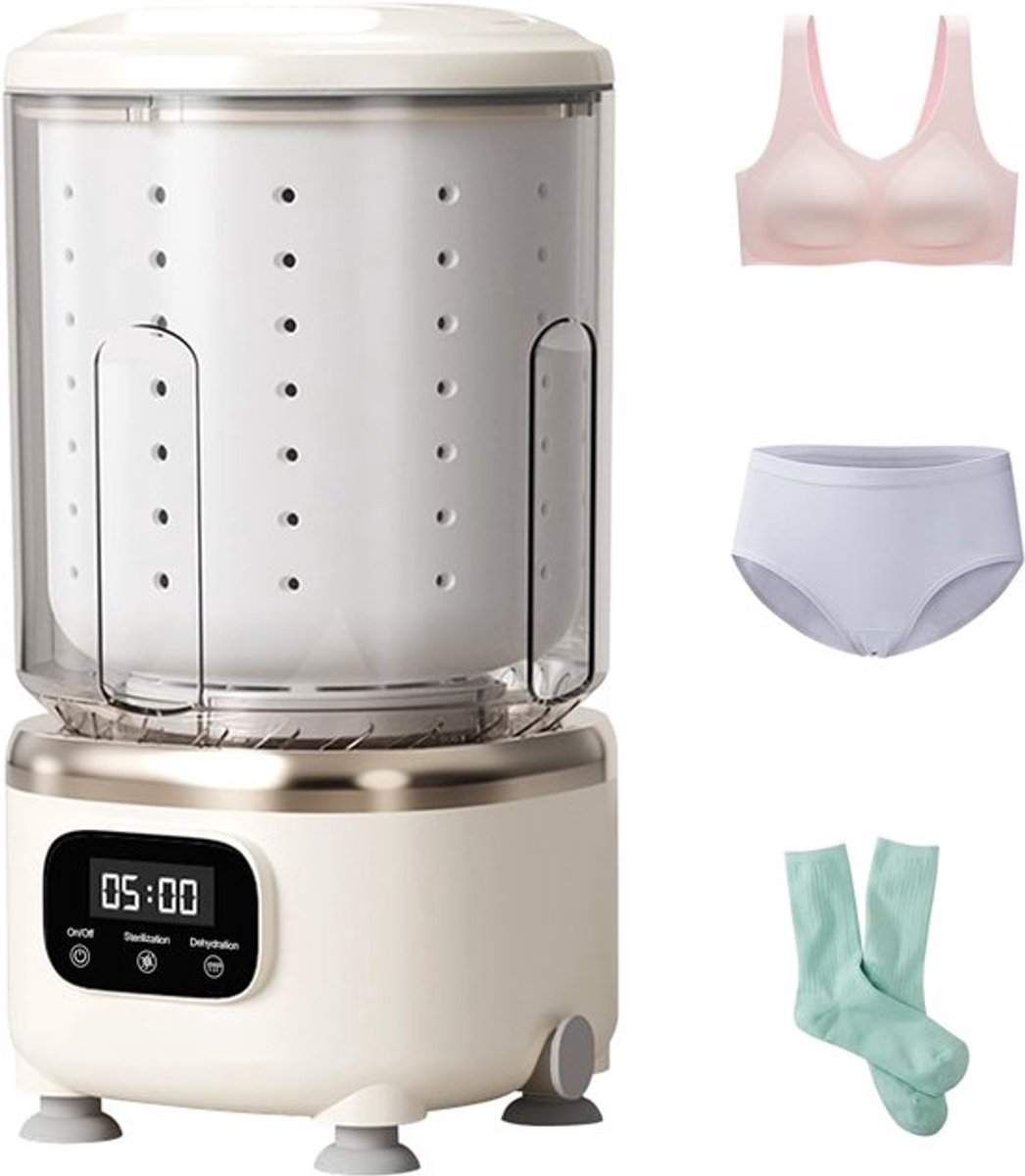 Wit Mini Wasmachine 3-in-1 - Draadloos met Centrifuge - Voor Onderkleding & Babykleding - Ideaal voor Reizen, Dorms en Appartementen