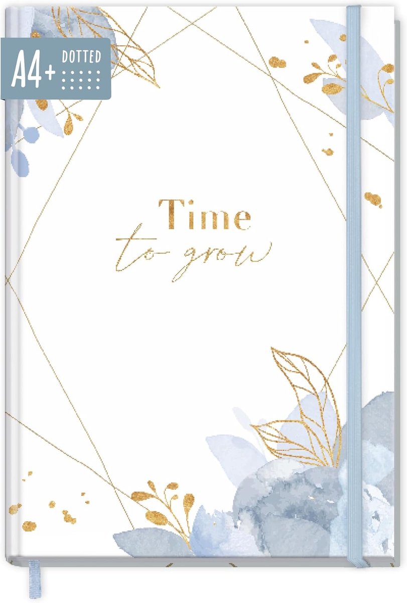 Thijox - Dotted Journal A4+ 'Time to Grow' met elastiek, 156 pagina's, gestippeld notitieboek, schetsboek, dagboek - duurzaam & klimaatvriendelijk