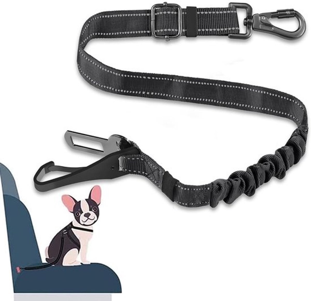 Hond Veiligheidsgordel voor Auto, Hond Leash voor Achterbank, Verstelbare Veiligheidsharnas met Universele Plug en Bevestiging van de Sluitbalk, Veiligheidsgordel voor Allen