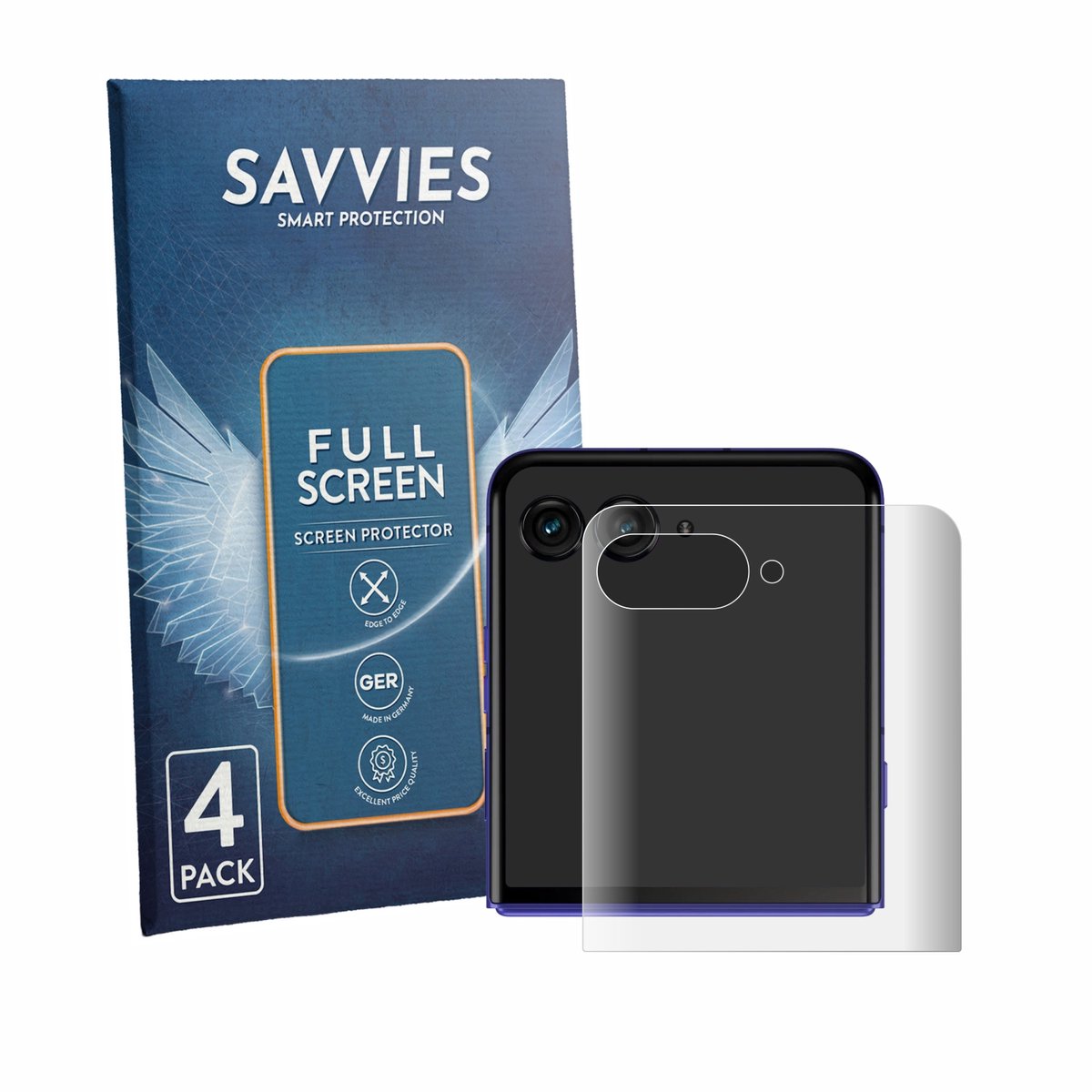 Savvies - Screenprotector voor Motorola Razr 70 Ultra (Achterdisplay) - Folie Beschermfolie transparant volledig dekking 4 Stuks