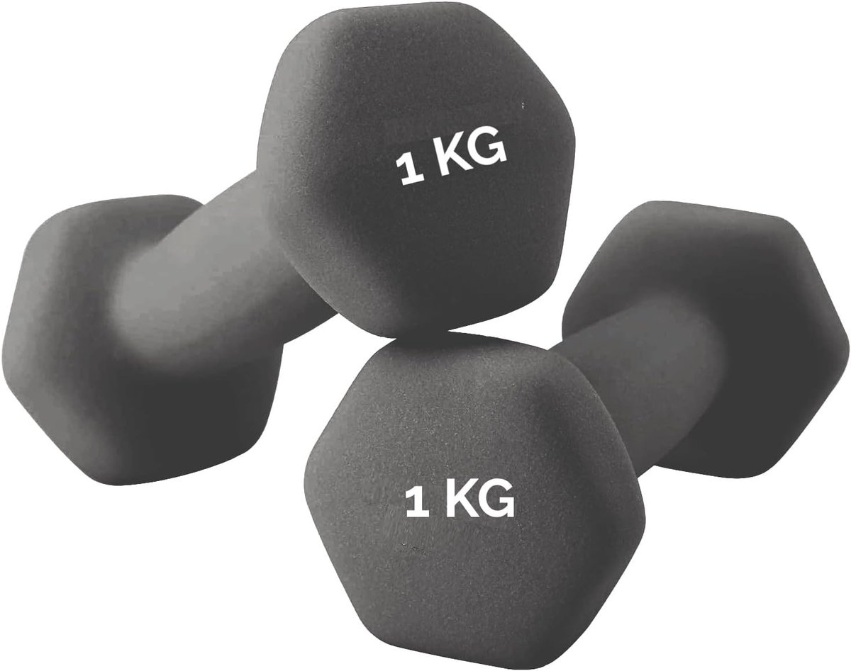 Thijox - Zeshoekige Neopreen Gewichten 2 x 1 kg - Antislip Halters voor Thuis Workout, Spierversterking en Functionele Training