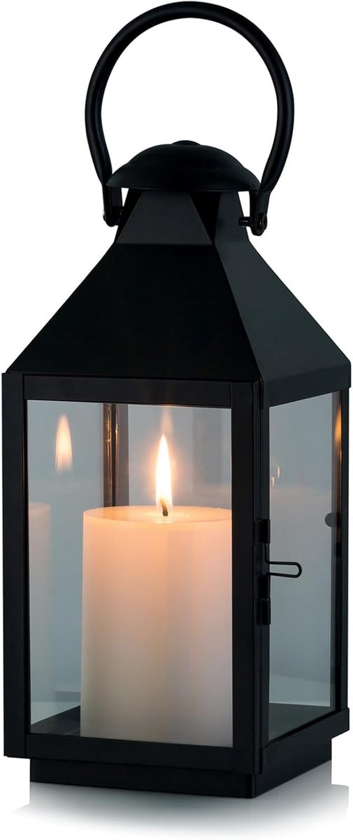 SnelShoppen - Decoratieve Lantaarn 26cm Hoog - Rustieke Hangende Metaal Kaarsenhouder voor Binnen en Buiten - Grote Kaarsenstandaard voor Bruiloft, Tu