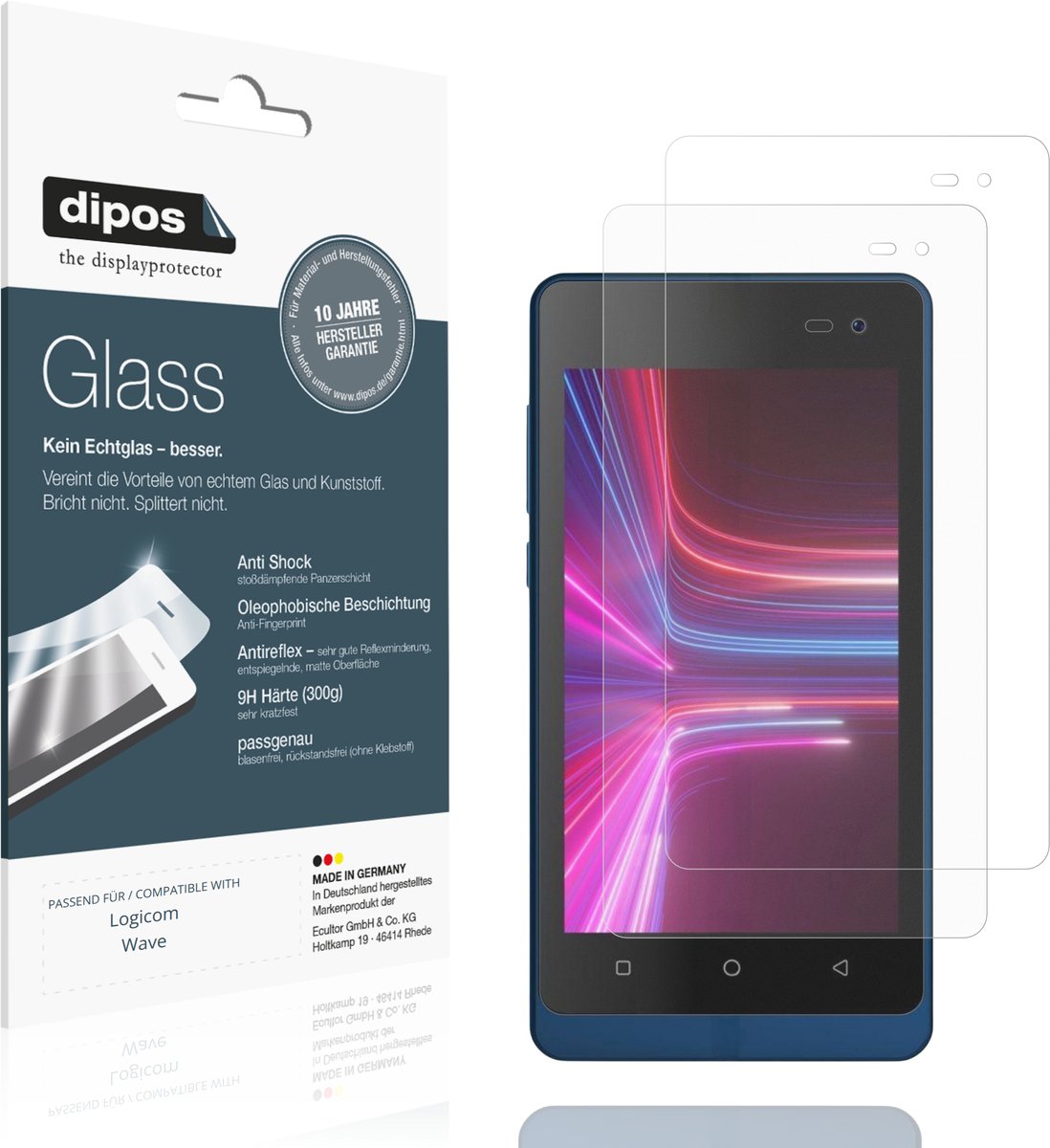 dipos – 2x Matte Pantserfolie geschikt voor Logicom Wave | 9H Screenprotector