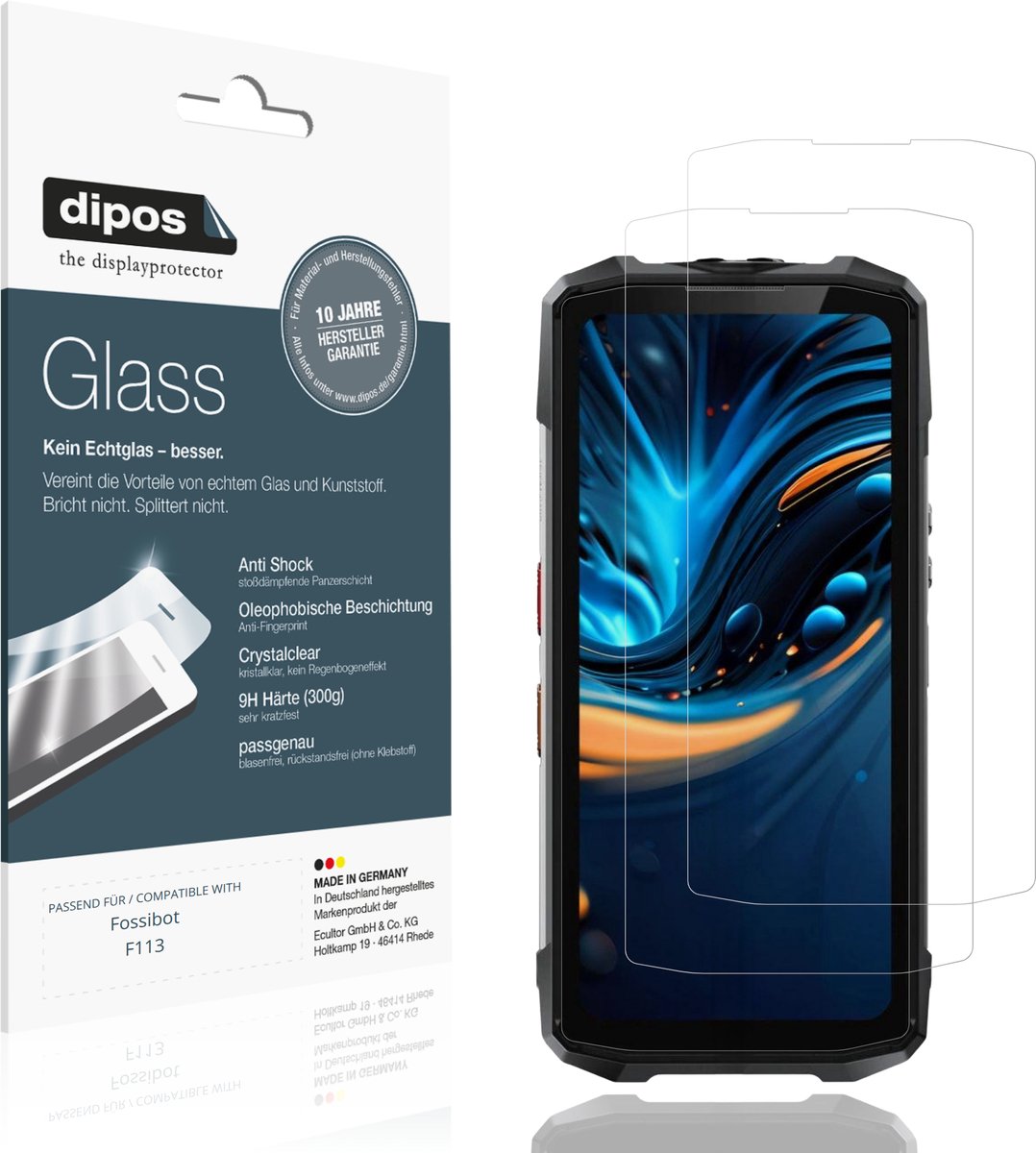 dipos – 2x Pantserfolie geschikt voor Fossibot F113 | 9H Screenprotector