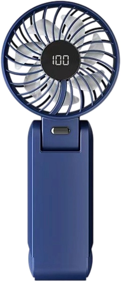 Ultiem veelzijdige handventilator: krachtige motor, led-display, oplaadbaar, inklapbaar ontwerp, 3-in-1 draagbare ventilator voor in de hand, op het bureau of om de nek – ideaal voor op reis.