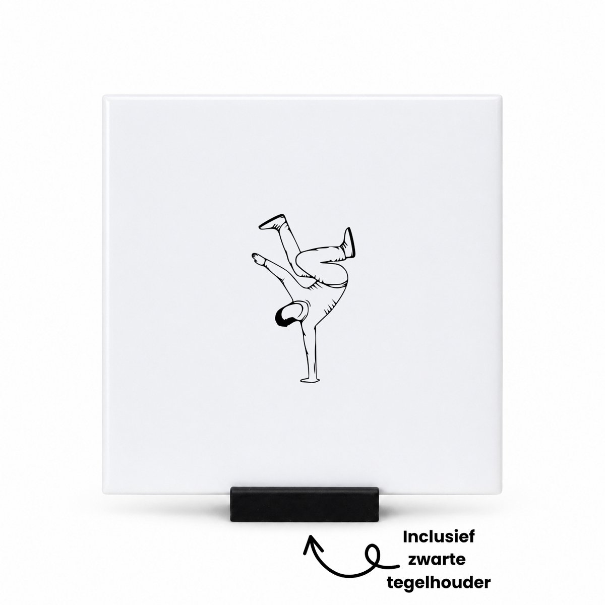 Hacebo Dansen tegeltje met tegelhouder - Dansen - Familie vrienden - tegeltjes met tekst - Cadeau - spreuktegels - 10.8x10.8 CM Wit