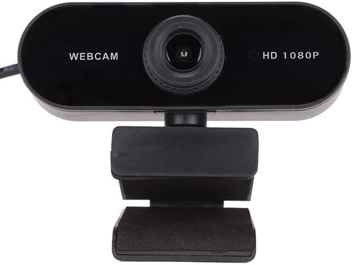 Webcam, 1920x1080 Resolutie, 360 Graden Rotatie, 30 Fps Frame Rate, USB Voeding met Microfoon, voor Videoconferenties, Zwart, Minimalistisch